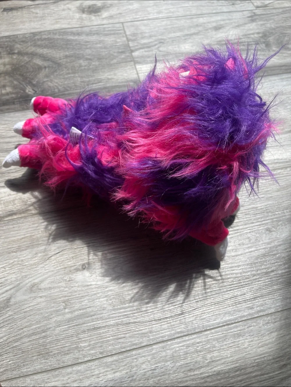 NWOT Plush Monster Paw Slippers for Kids - Pink & Purple
